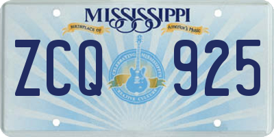 MS license plate ZCQ925