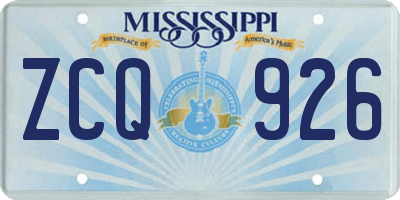 MS license plate ZCQ926