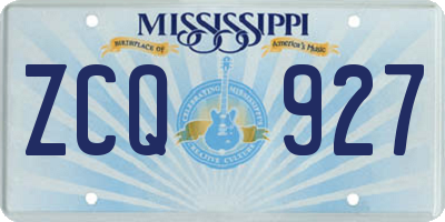 MS license plate ZCQ927