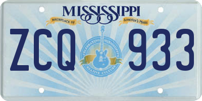 MS license plate ZCQ933