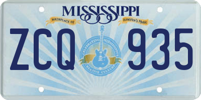 MS license plate ZCQ935