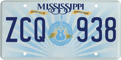 MS license plate ZCQ938
