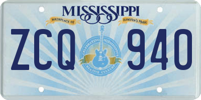 MS license plate ZCQ940