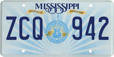 MS license plate ZCQ942