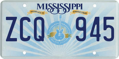 MS license plate ZCQ945