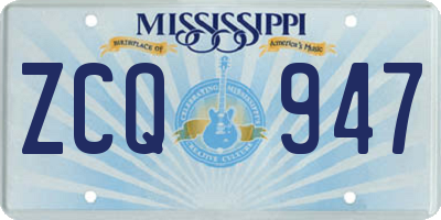 MS license plate ZCQ947