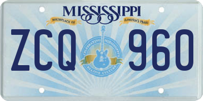 MS license plate ZCQ960