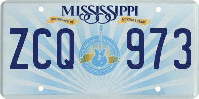 MS license plate ZCQ973