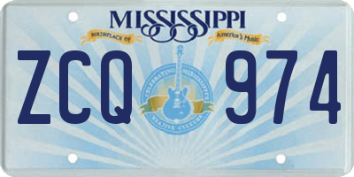 MS license plate ZCQ974