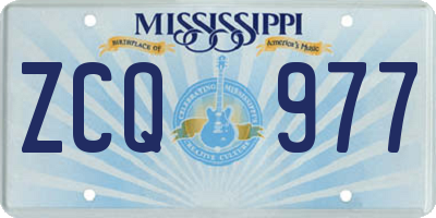 MS license plate ZCQ977