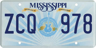 MS license plate ZCQ978