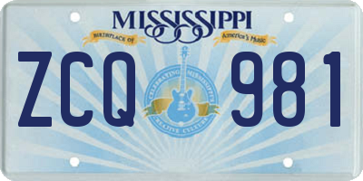 MS license plate ZCQ981