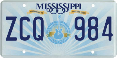 MS license plate ZCQ984