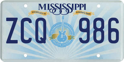 MS license plate ZCQ986