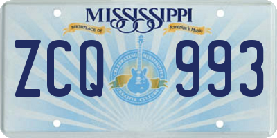 MS license plate ZCQ993