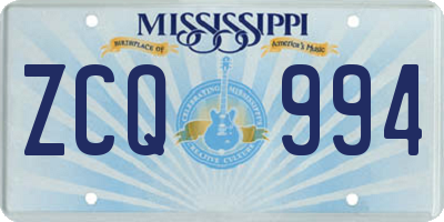 MS license plate ZCQ994