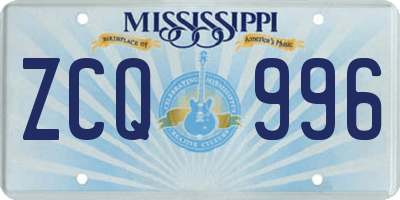 MS license plate ZCQ996