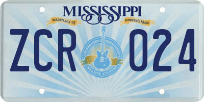 MS license plate ZCR024