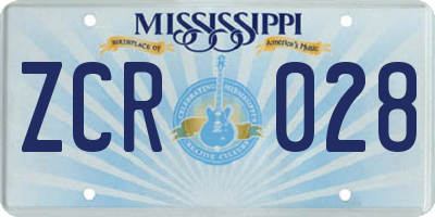MS license plate ZCR028