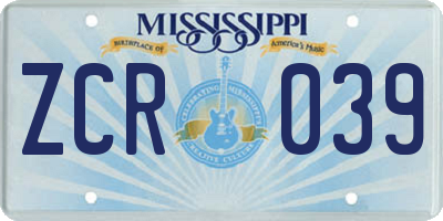 MS license plate ZCR039