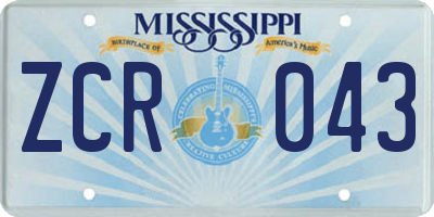 MS license plate ZCR043