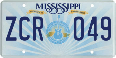 MS license plate ZCR049