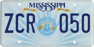 MS license plate ZCR050