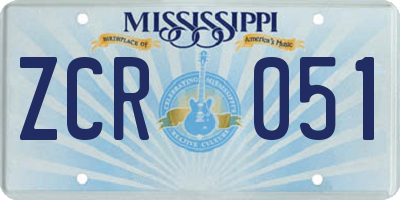 MS license plate ZCR051