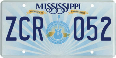 MS license plate ZCR052