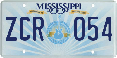MS license plate ZCR054
