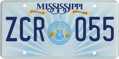 MS license plate ZCR055