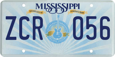 MS license plate ZCR056