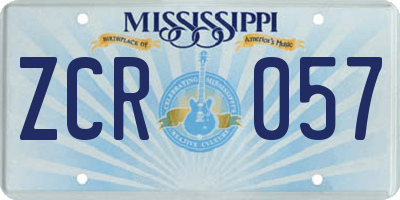MS license plate ZCR057