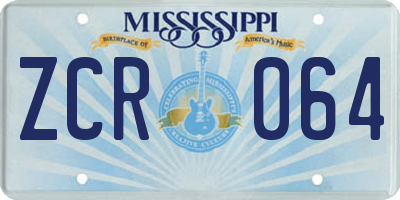 MS license plate ZCR064
