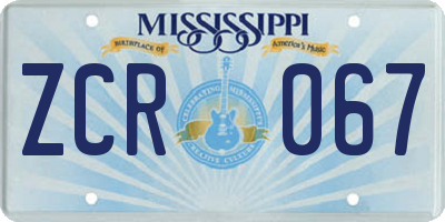 MS license plate ZCR067