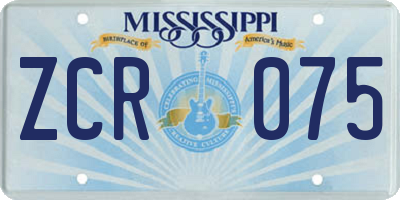 MS license plate ZCR075