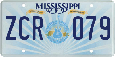 MS license plate ZCR079