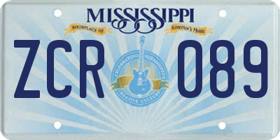MS license plate ZCR089