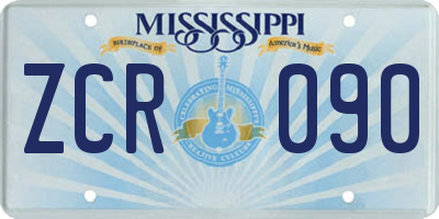 MS license plate ZCR090