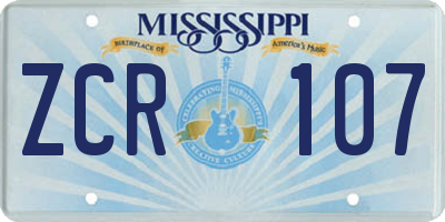 MS license plate ZCR107