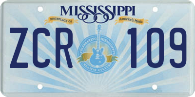 MS license plate ZCR109