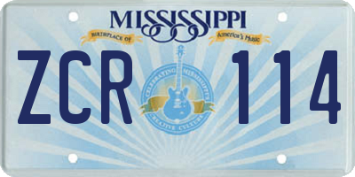 MS license plate ZCR114