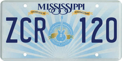 MS license plate ZCR120