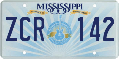 MS license plate ZCR142