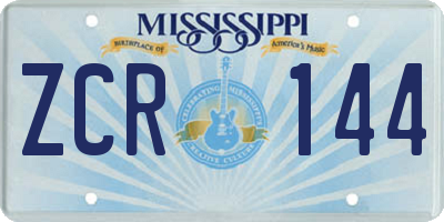 MS license plate ZCR144