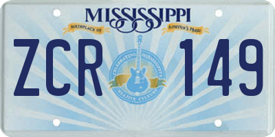 MS license plate ZCR149