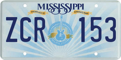 MS license plate ZCR153