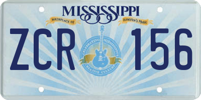 MS license plate ZCR156