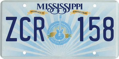 MS license plate ZCR158