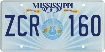 MS license plate ZCR160
